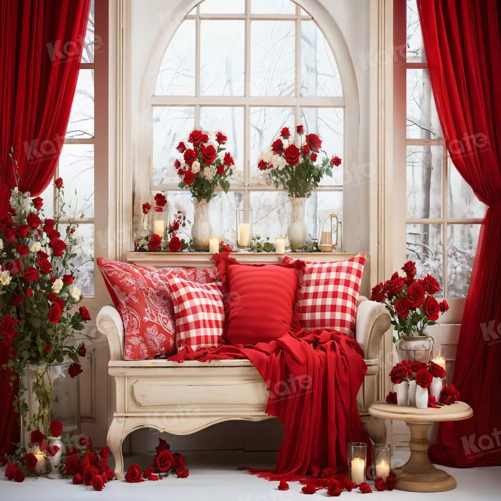 Kate Valentine's Day Vintage Sofa Red Backdrop for Photography