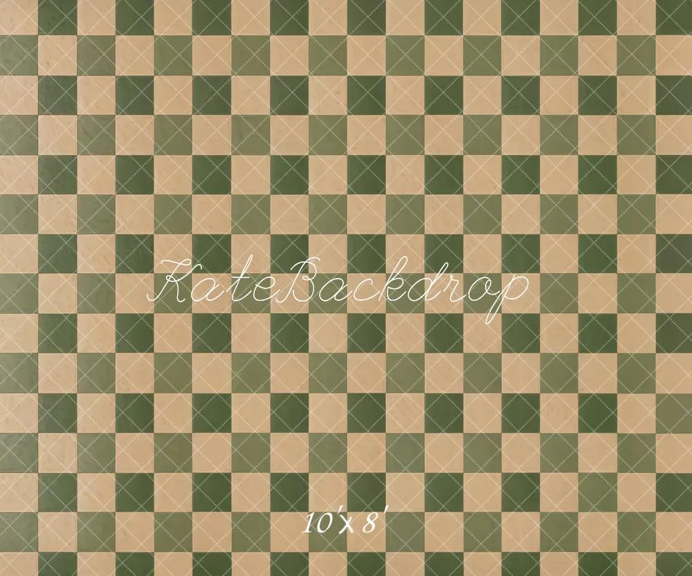 Kate Vintage Beige Green Plaid Floor Backdrop Designed by Kate Image