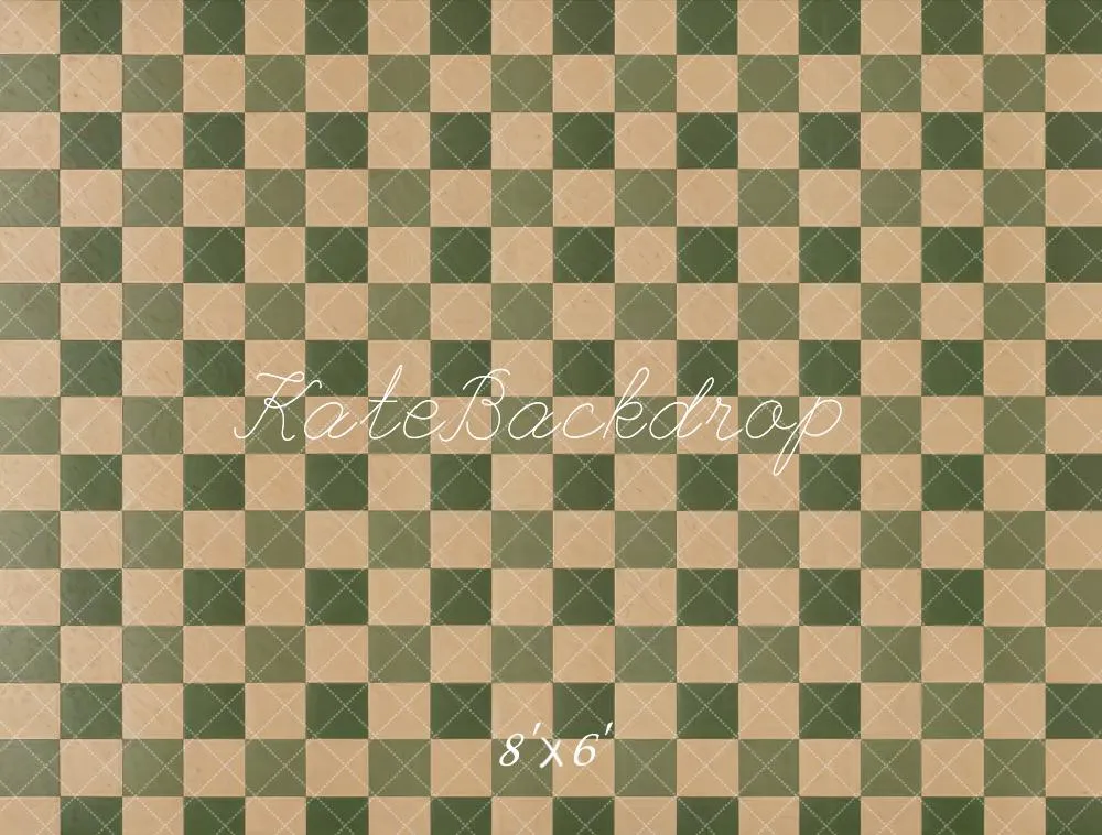 Kate Vintage Beige Green Plaid Floor Backdrop Designed by Kate Image