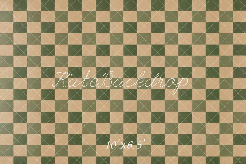 Kate Vintage Beige Green Plaid Floor Backdrop Designed by Kate Image