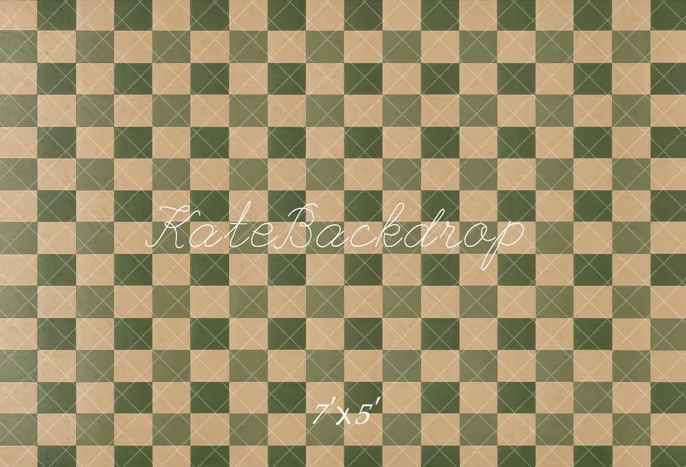 Kate Vintage Beige Green Plaid Floor Backdrop Designed by Kate Image