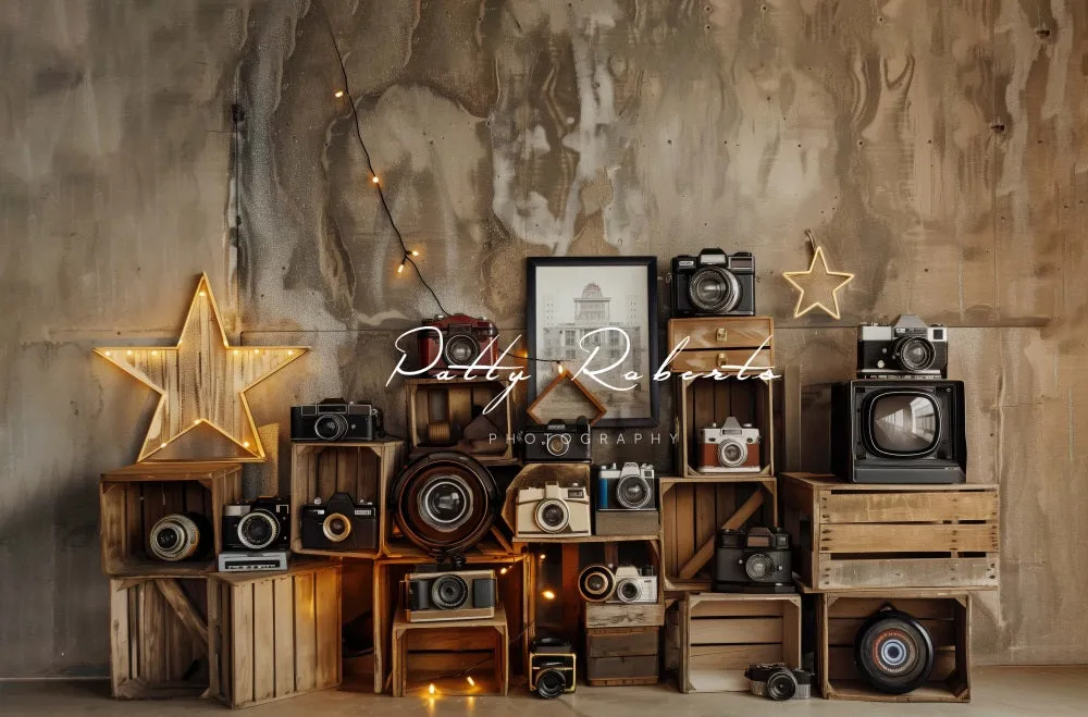 Kate Vintage Camera Brown Abstract Wall Backdrop Designed by Patty Robert