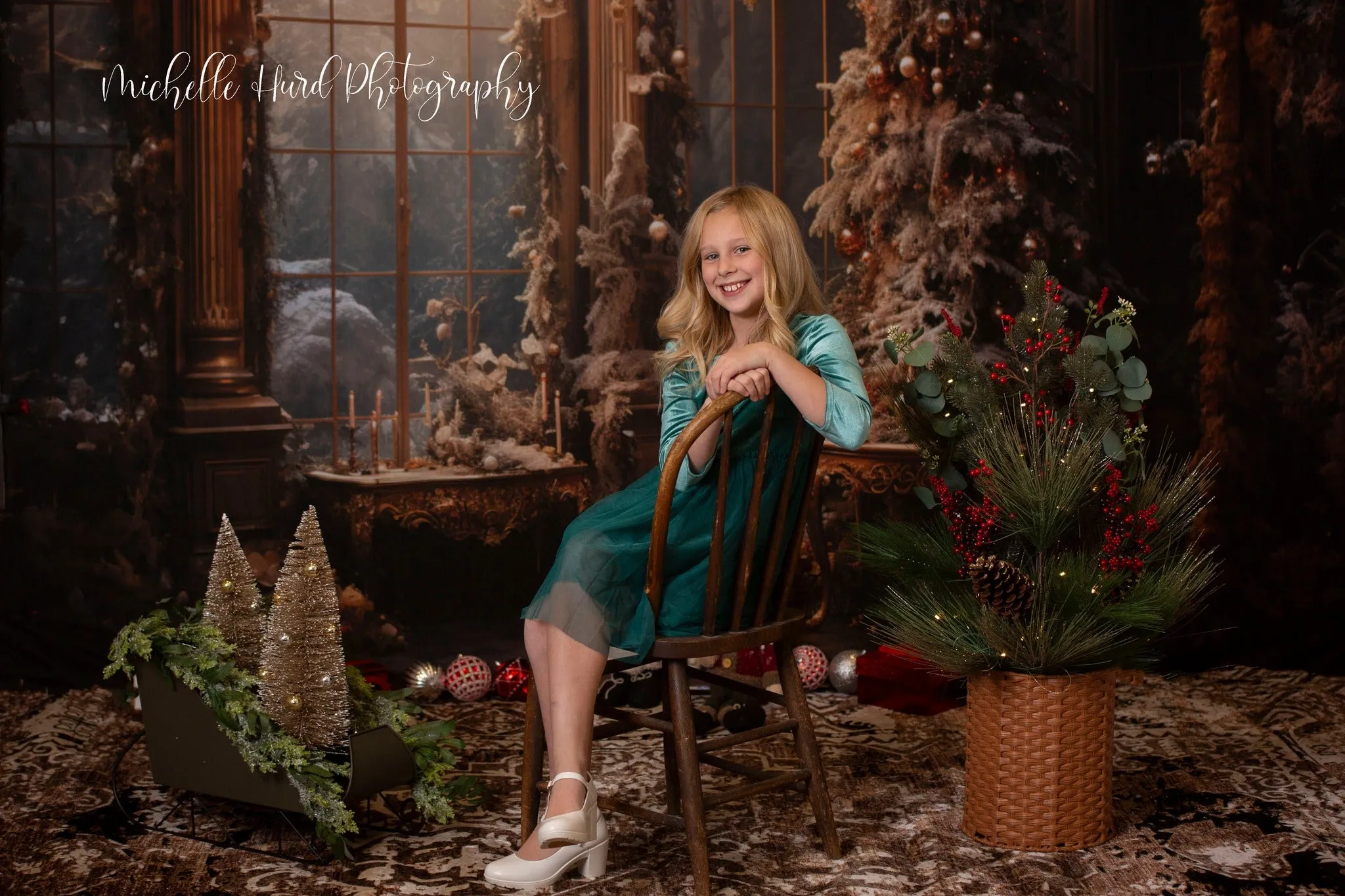Kate Vintage Christmas Tree Window Backdrop for Photography