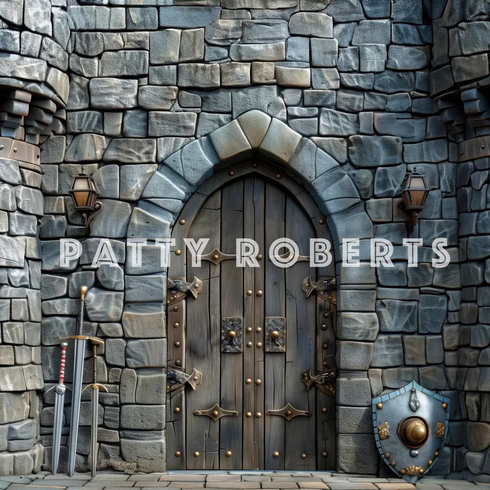 Kate Vintage Gray Stone Castle Backdrop Designed by Patty Robert