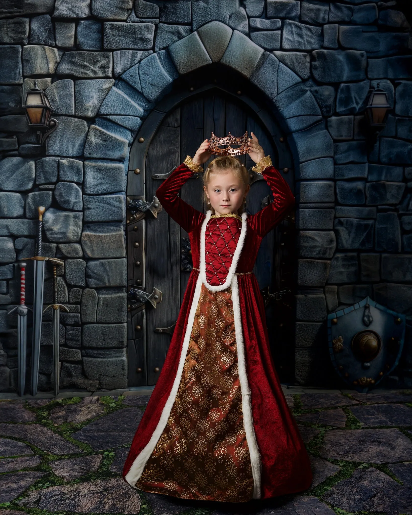 Kate Vintage Gray Stone Castle Backdrop Designed by Patty Robert