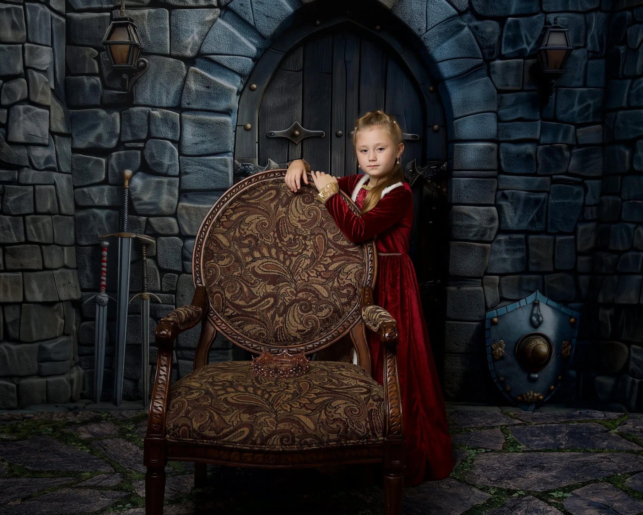 Kate Vintage Gray Stone Castle Backdrop Designed by Patty Robert