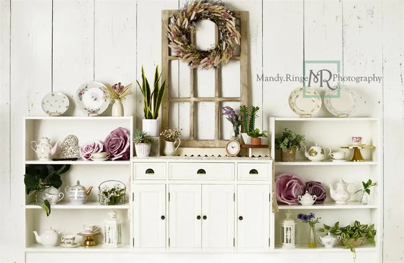 Kate Vintage Spring Tea Dining Room Backdrop Designed by Mandy Ringe Photography