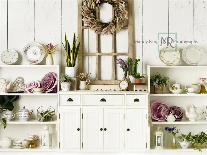 Kate Vintage Spring Tea Dining Room Backdrop Designed by Mandy Ringe Photography
