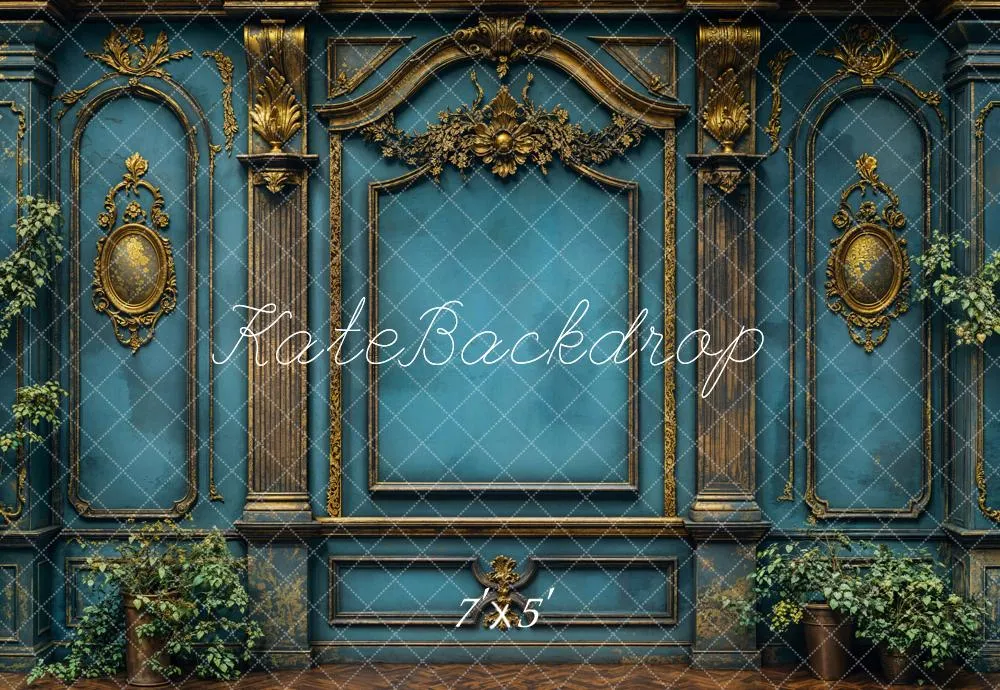 Kate Vintage Wall Elegant Blue Backdrop Designed by Emetselch
