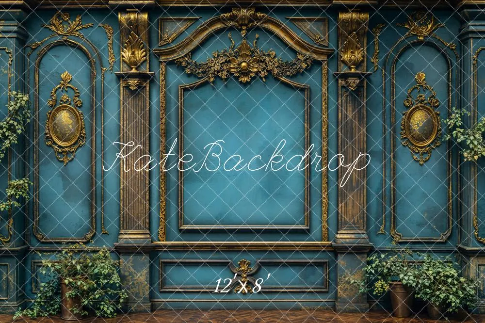 Kate Vintage Wall Elegant Blue Backdrop Designed by Emetselch