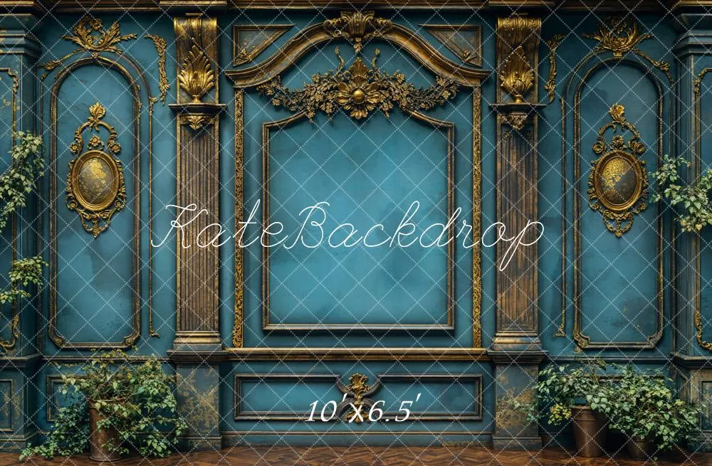 Kate Vintage Wall Elegant Blue Backdrop Designed by Emetselch
