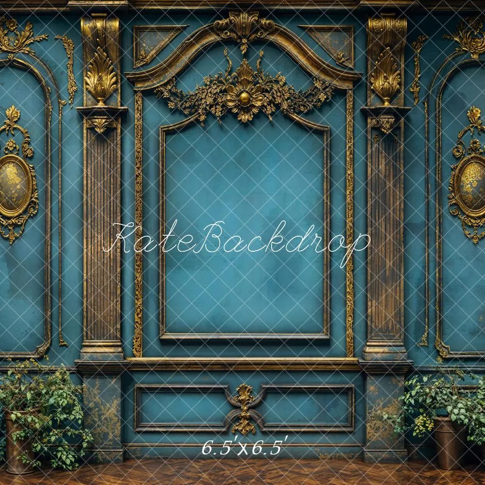 Kate Vintage Wall Elegant Blue Backdrop Designed by Emetselch