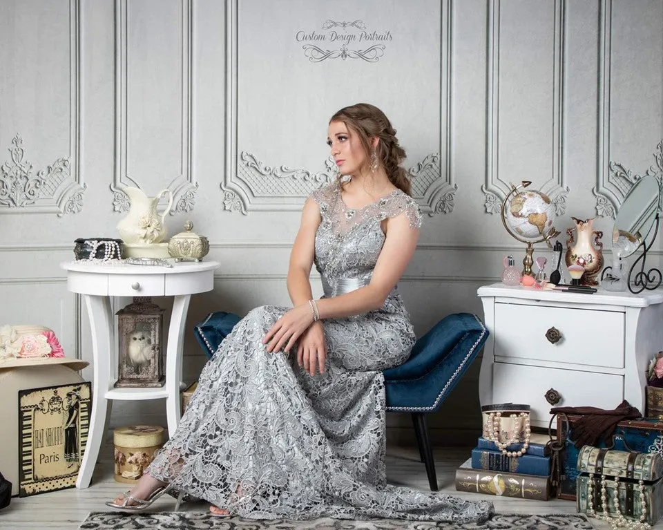 Kate Vintage Wall Parisian Style Classical Dressing Cabinet Backdrop for Photography Designed by Lisa Olson