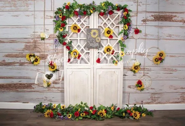 Kate Vintage Wall Summer Sunflower Backdrop Designed by Staci Lynn Photography