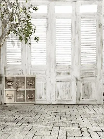Kate Vintage White Grey Floor Window Backdrops for Wedding Photography