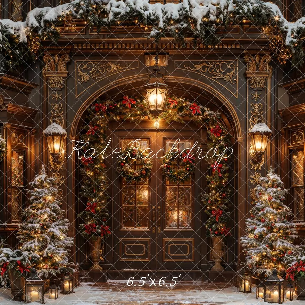 Kate Winter Christmas Brown Vintage Arched Door Backdrop Designed by Chain Photography