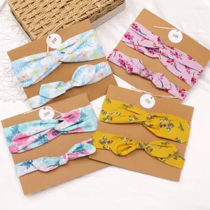 Kinder und Mutter Kreuzgeknotetes Hasenohren-Stirnbänder Set, 2 Stücke