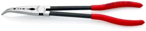 KNIPEX Long Reach Needle Nose Pliers Bent Nose with Transverse Profiles 280mm Plastic Coated 28 81 280 SB