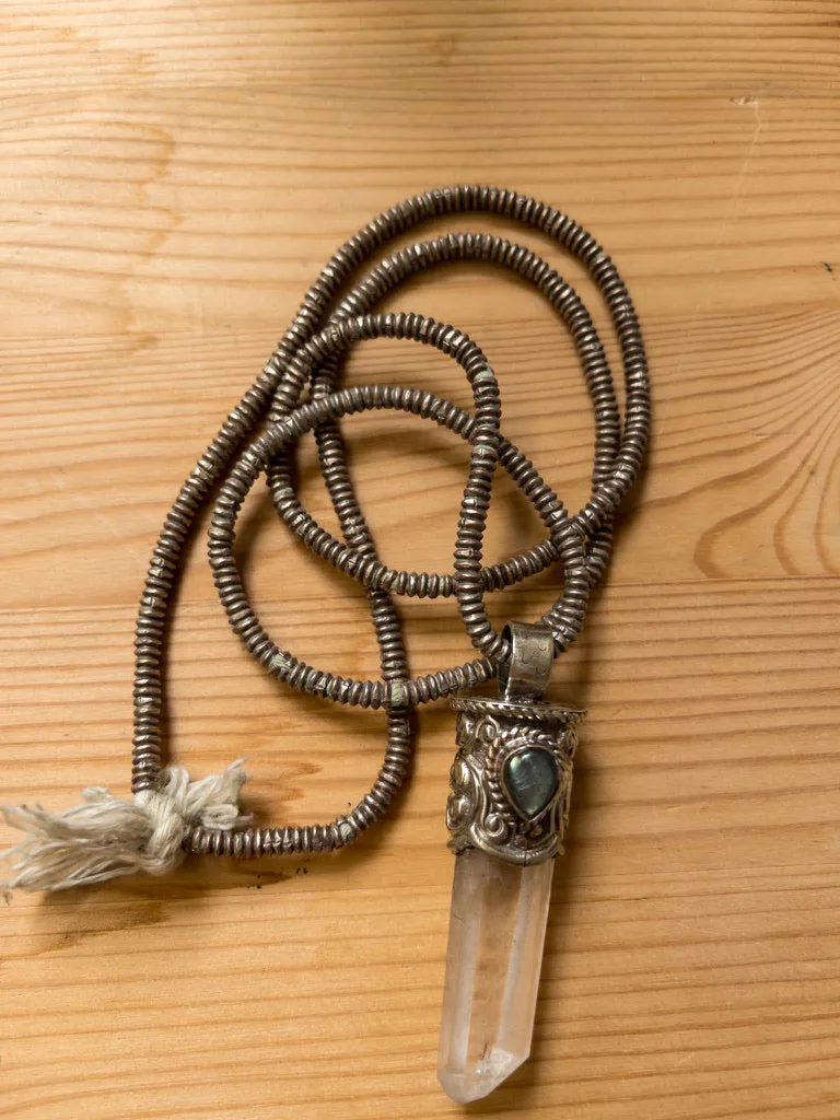 Ko Lanta Quartz Necklace with Labradorite Teardrop