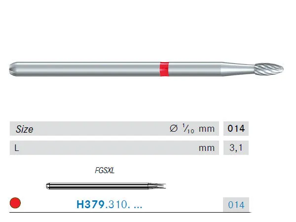 Komet® H379 Egg Tungsten Carbide Finishing Bur