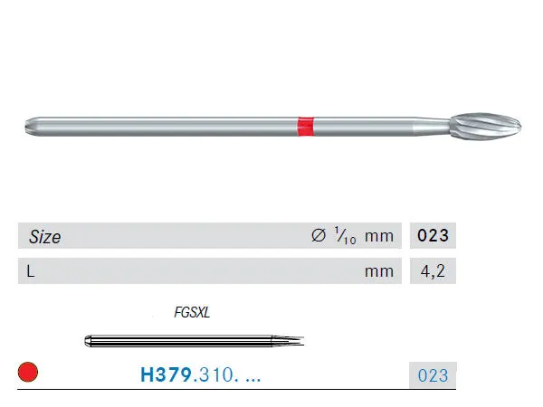 Komet® H379 Egg Tungsten Carbide Finishing Bur