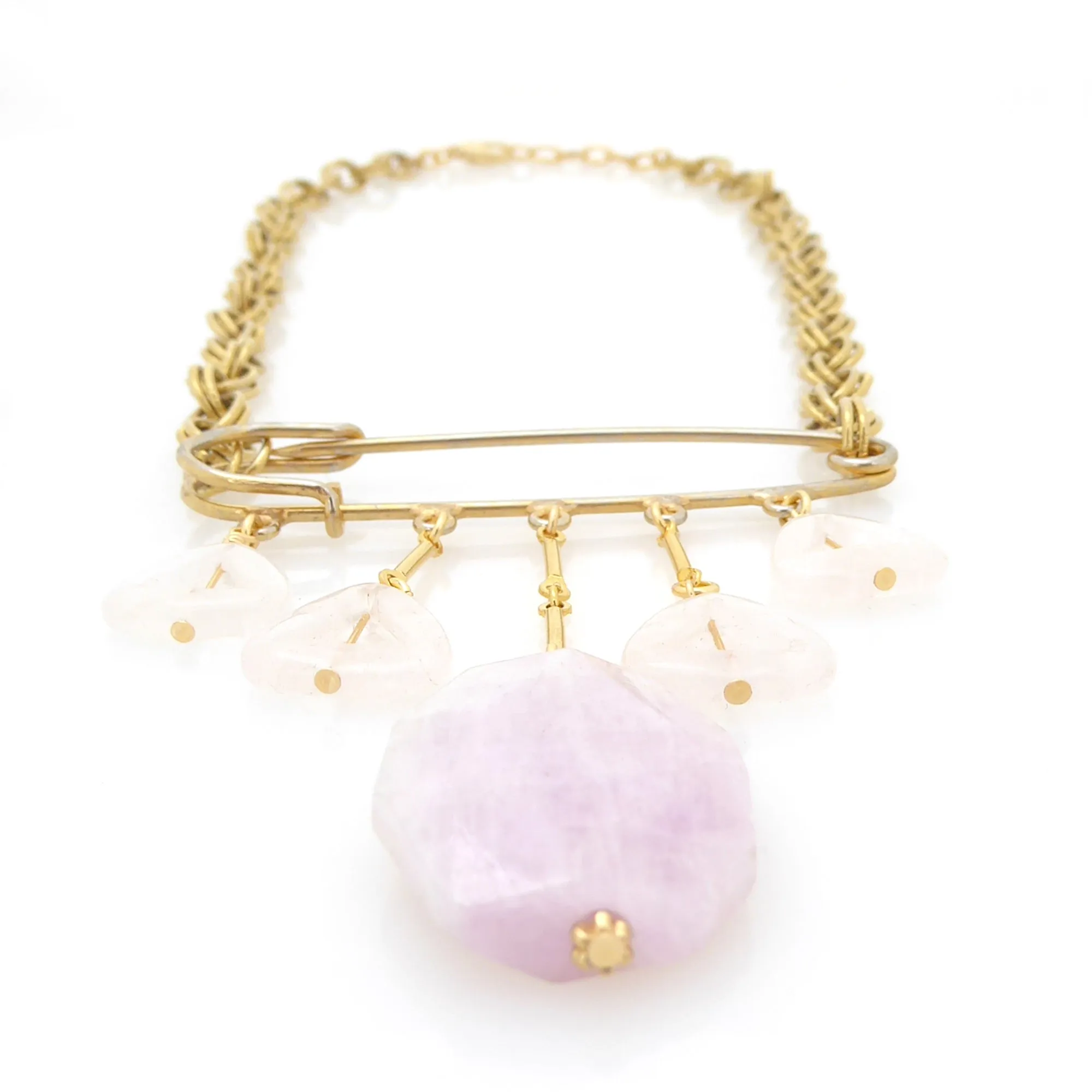 Kunzite safety pin necklace