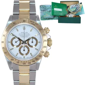 L SERIAL Rolex Daytona 16523 Zenith White Chrono Dial 18k Gold Watch Box