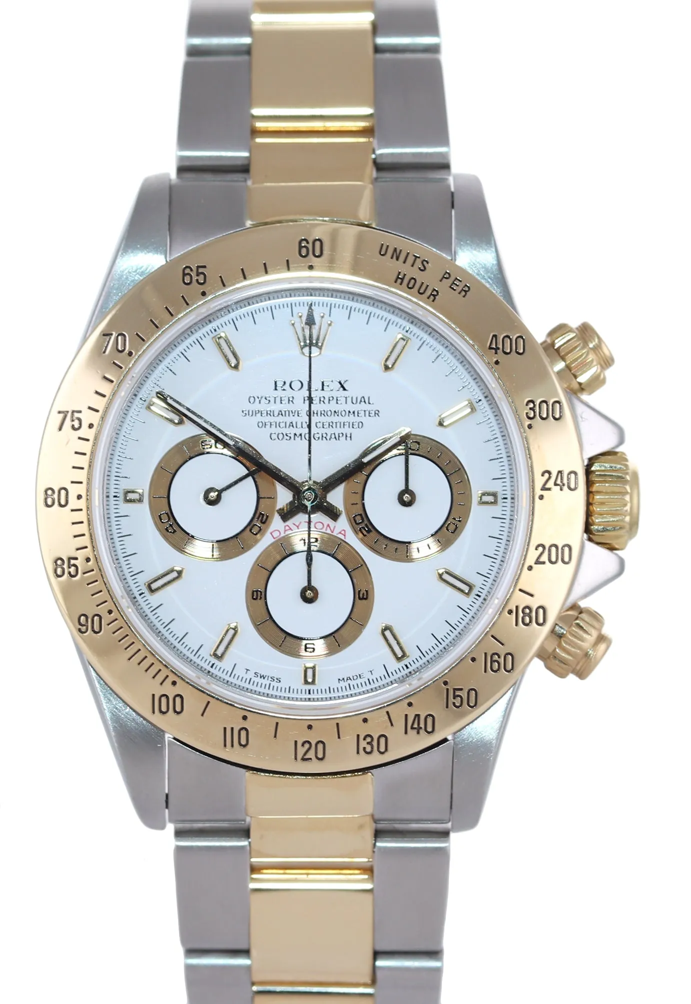 L SERIAL Rolex Daytona 16523 Zenith White Chrono Dial 18k Gold Watch Box