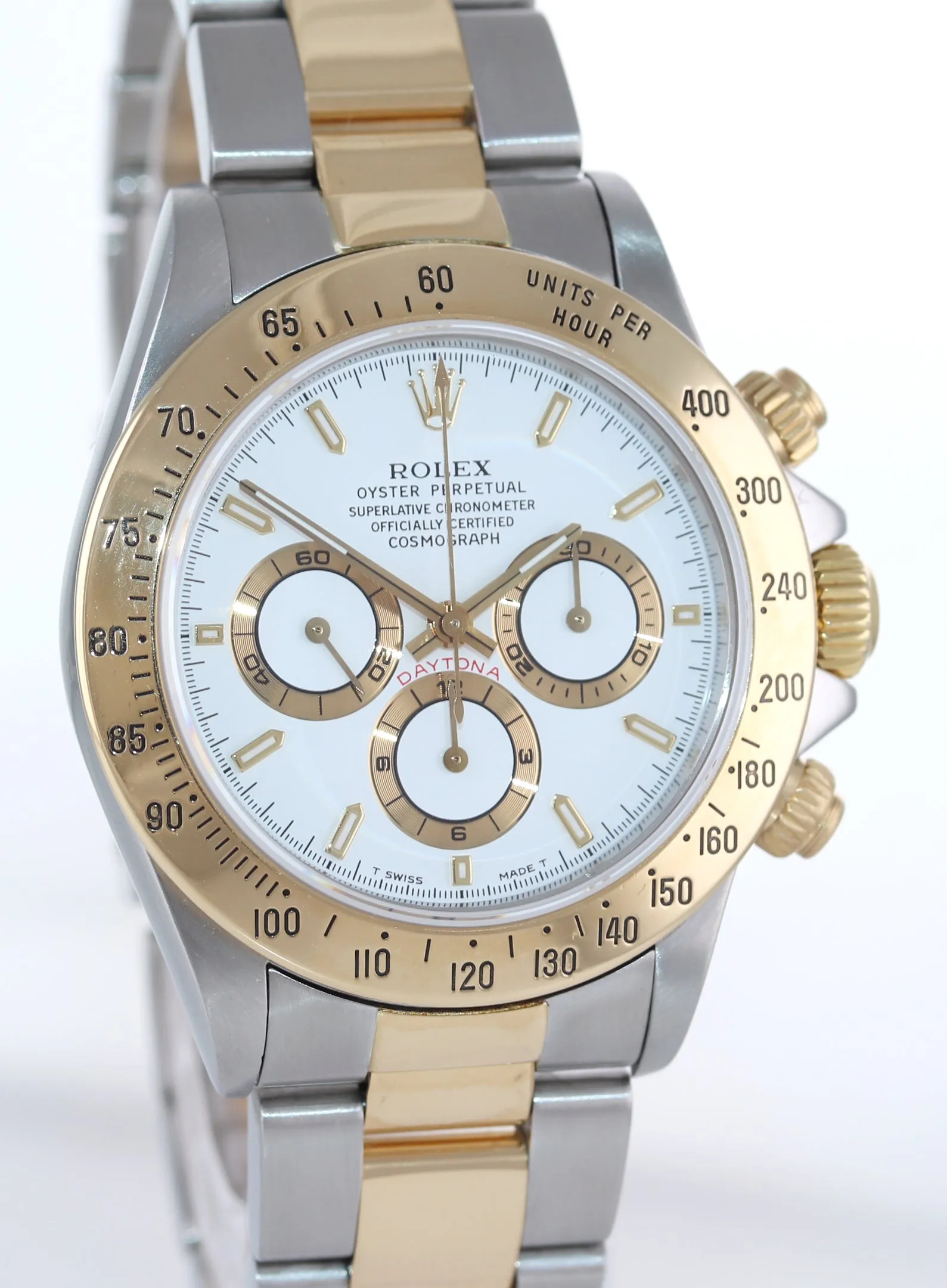 L SERIAL Rolex Daytona 16523 Zenith White Chrono Dial 18k Gold Watch Box