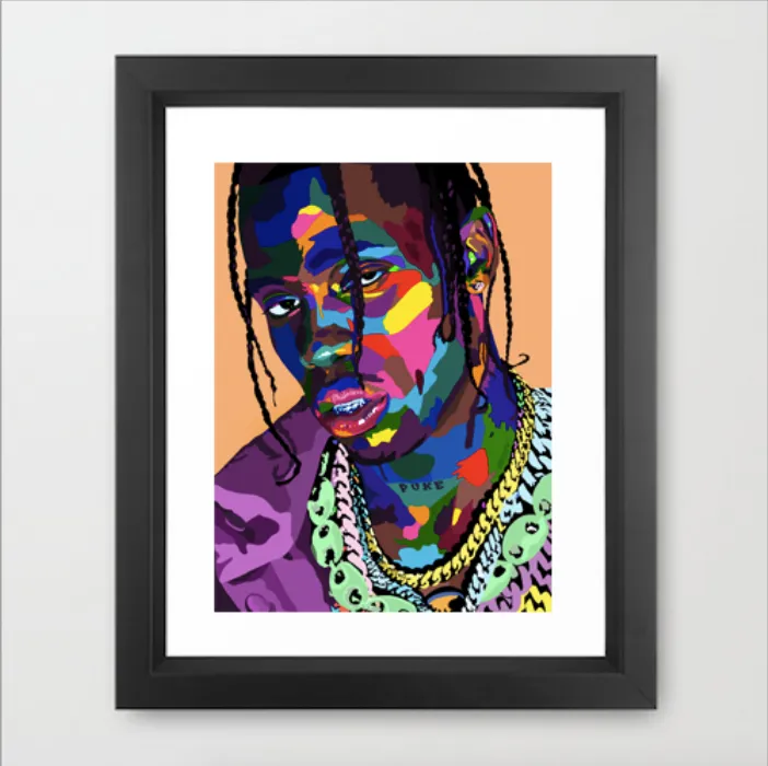 La Flame - Travis Scott Portrait - Limited Edition Giclee Art Print & Wall Decor - Vakseen Art