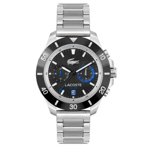 Lacoste Toronga Dual Time Black Dial Silver Bracelet Watch