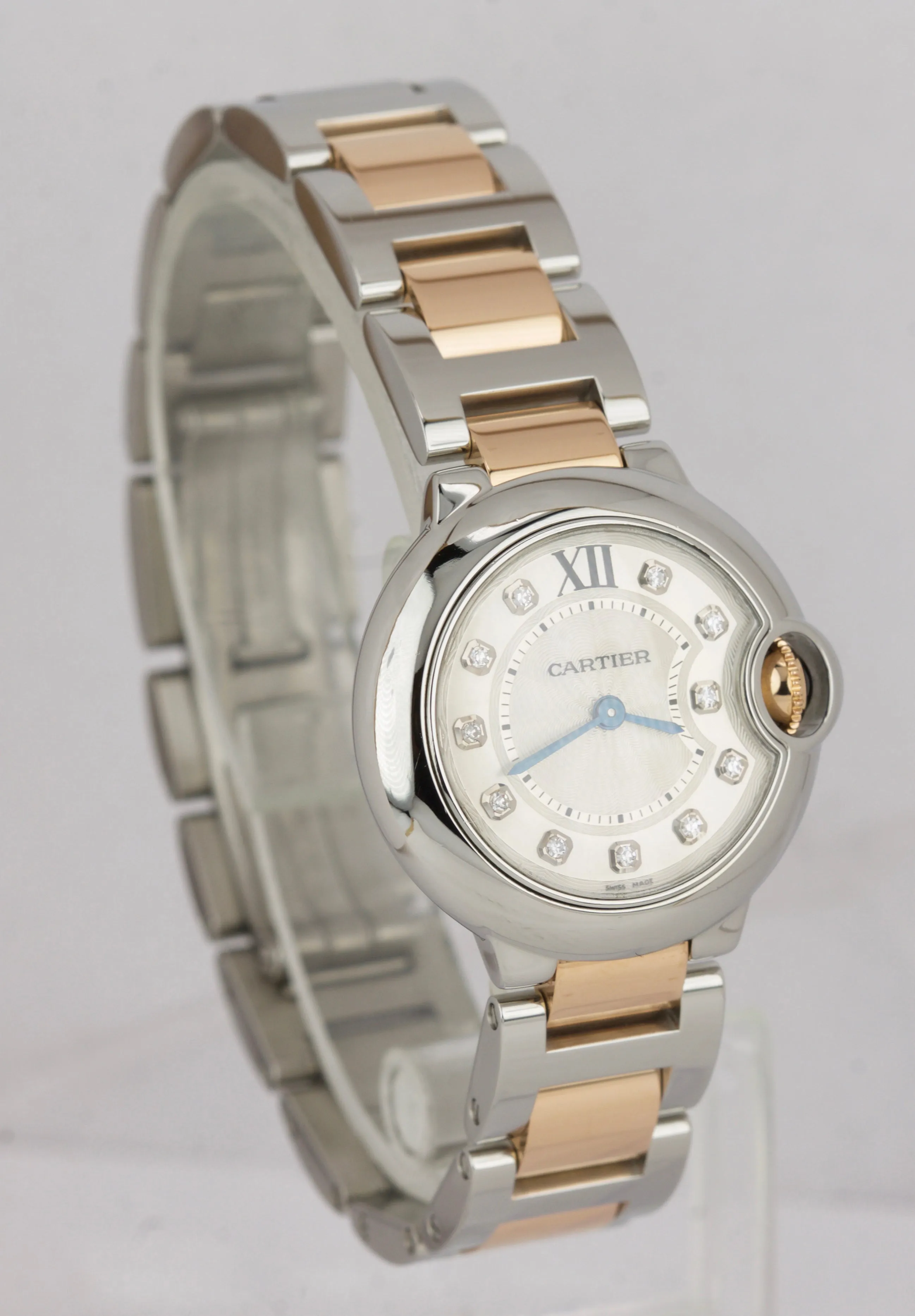Ladies Cartier Ballon Bleu Diamond 28.60mm 18K Rose Gold WE902030 3009 Watch