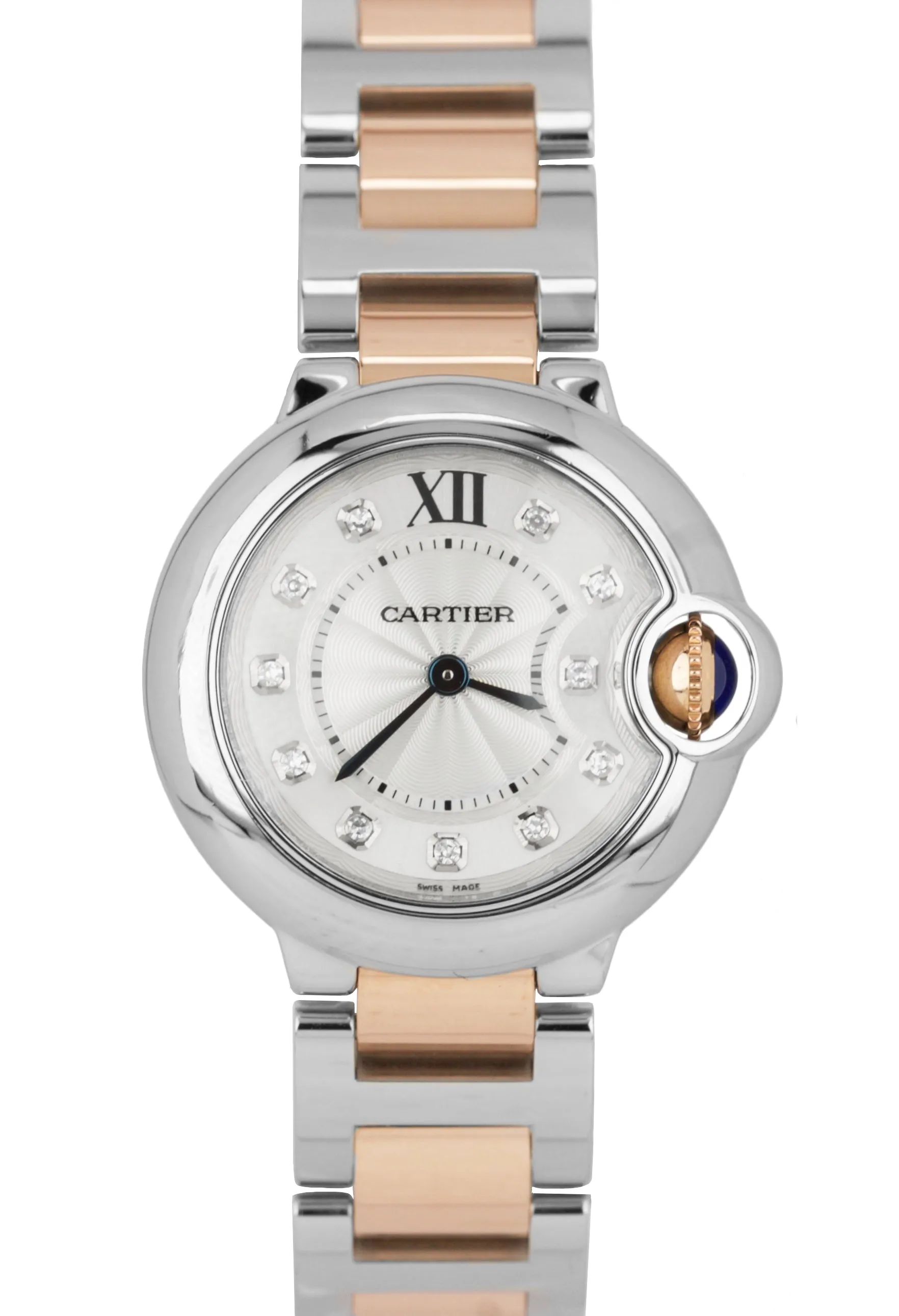 Ladies Cartier Ballon Bleu Diamond 28.60mm 18K Rose Gold WE902030 3009 Watch