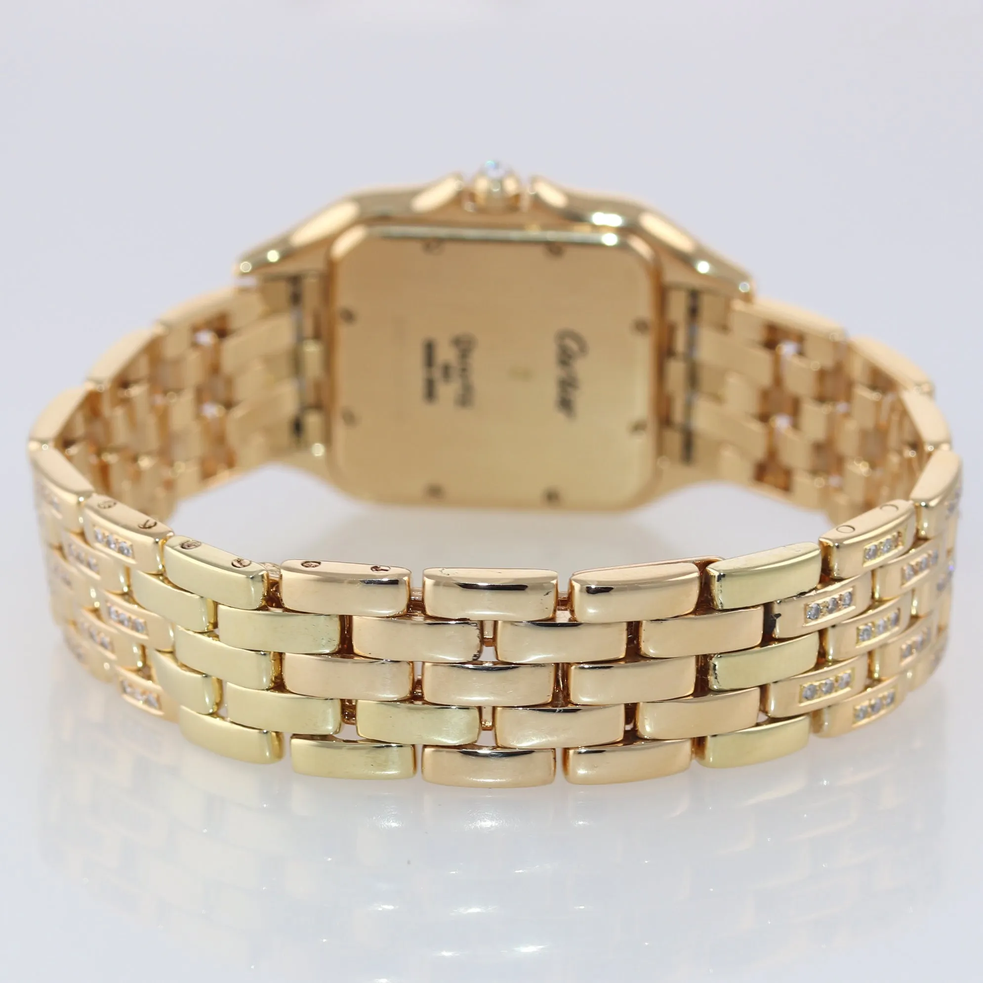 Ladies Cartier Panthere Diamond Bracelet 18K Yellow Gold Quartz Watch Box