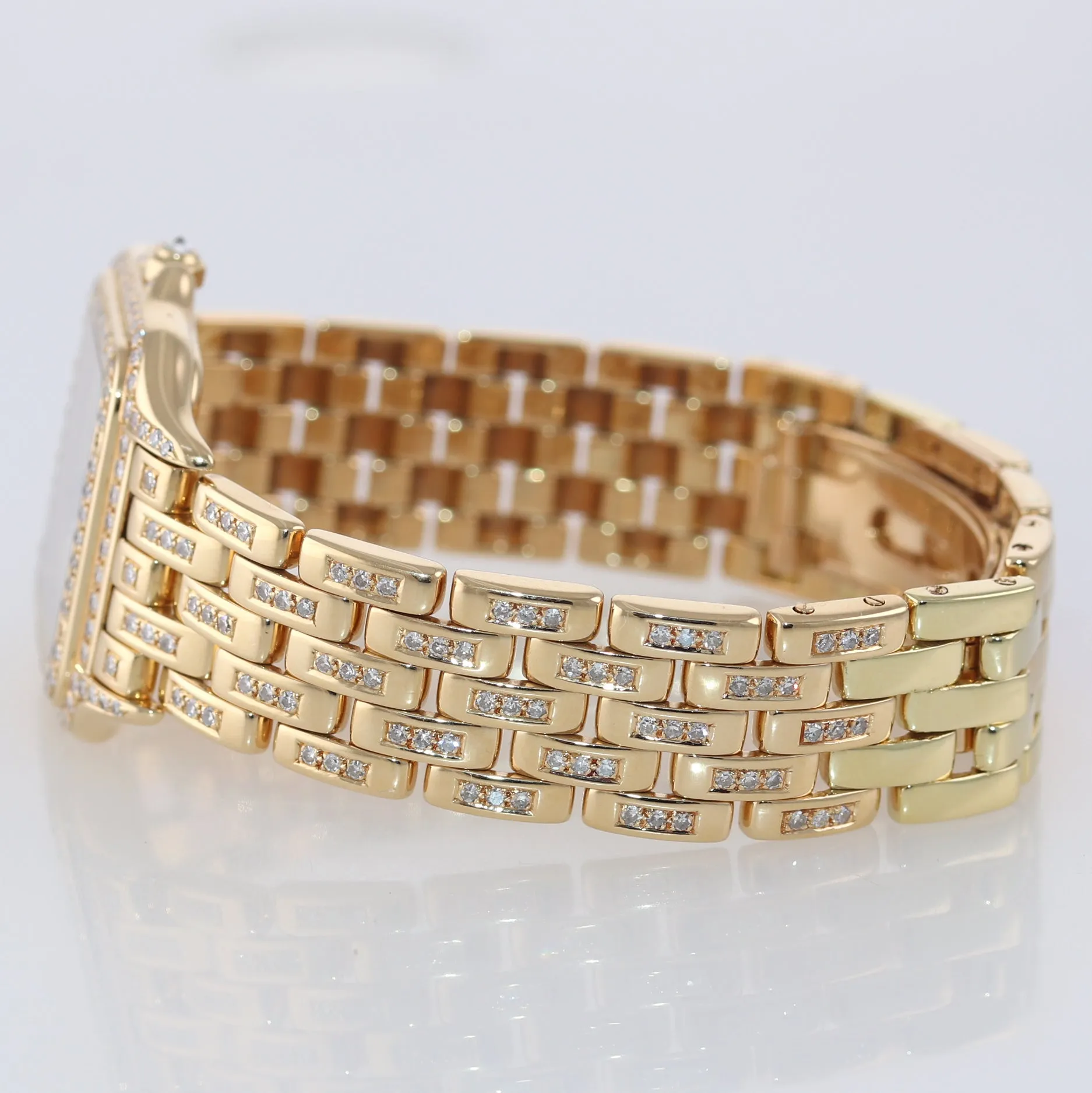 Ladies Cartier Panthere Diamond Bracelet 18K Yellow Gold Quartz Watch Box