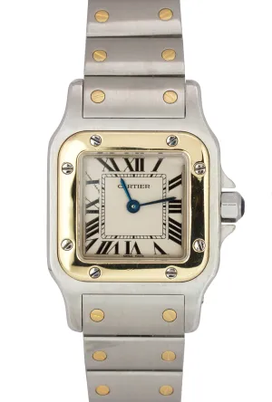 Ladies Cartier Santos Galbee 1567 White 24mm Quartz Two Tone Steel Swiss Watch