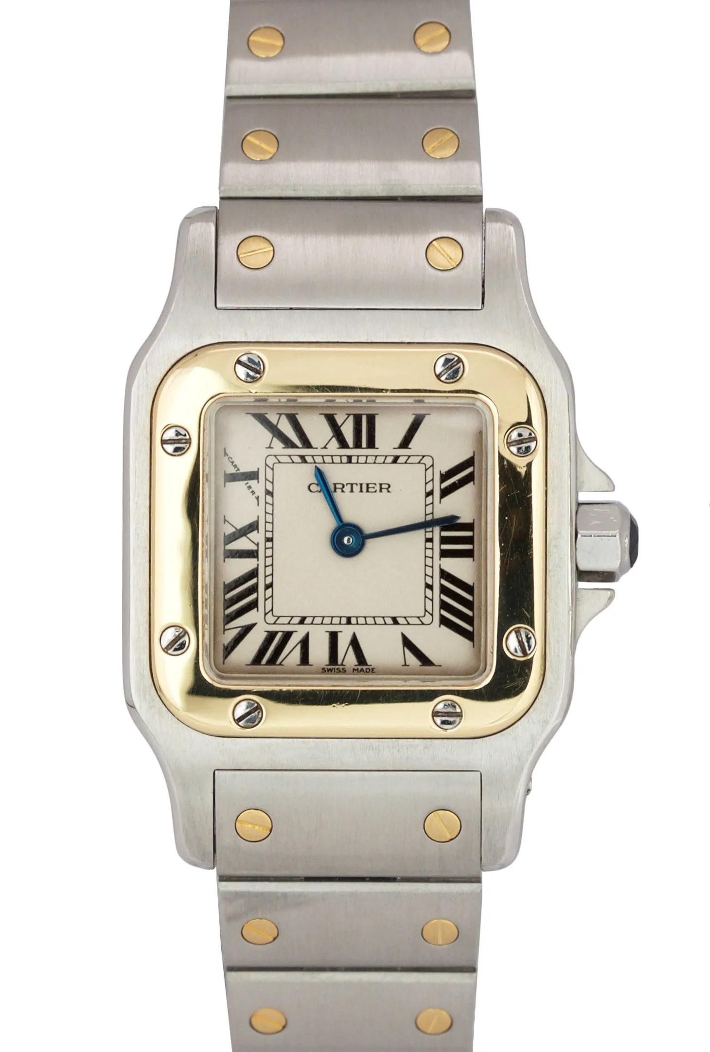 Ladies Cartier Santos Galbee 1567 White 24mm Quartz Two Tone Steel Swiss Watch