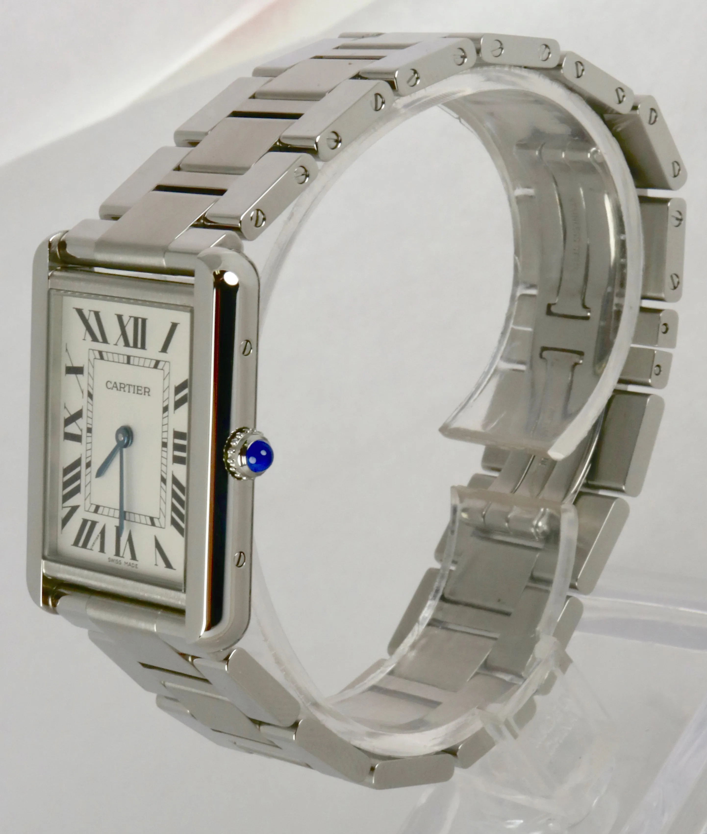 Ladies Cartier Tank Solo 3169 W5200014 Stainless White Roman Date Swiss Quartz