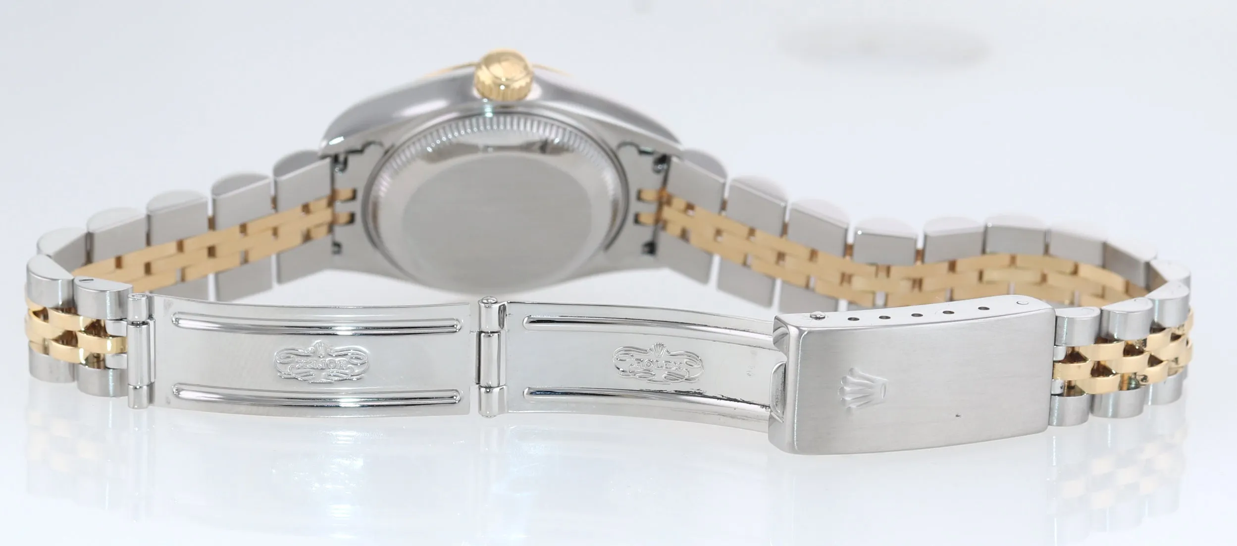 Ladies Rolex DateJust 26mm 69173 Two Tone Gold Steel Champagne Watch Box