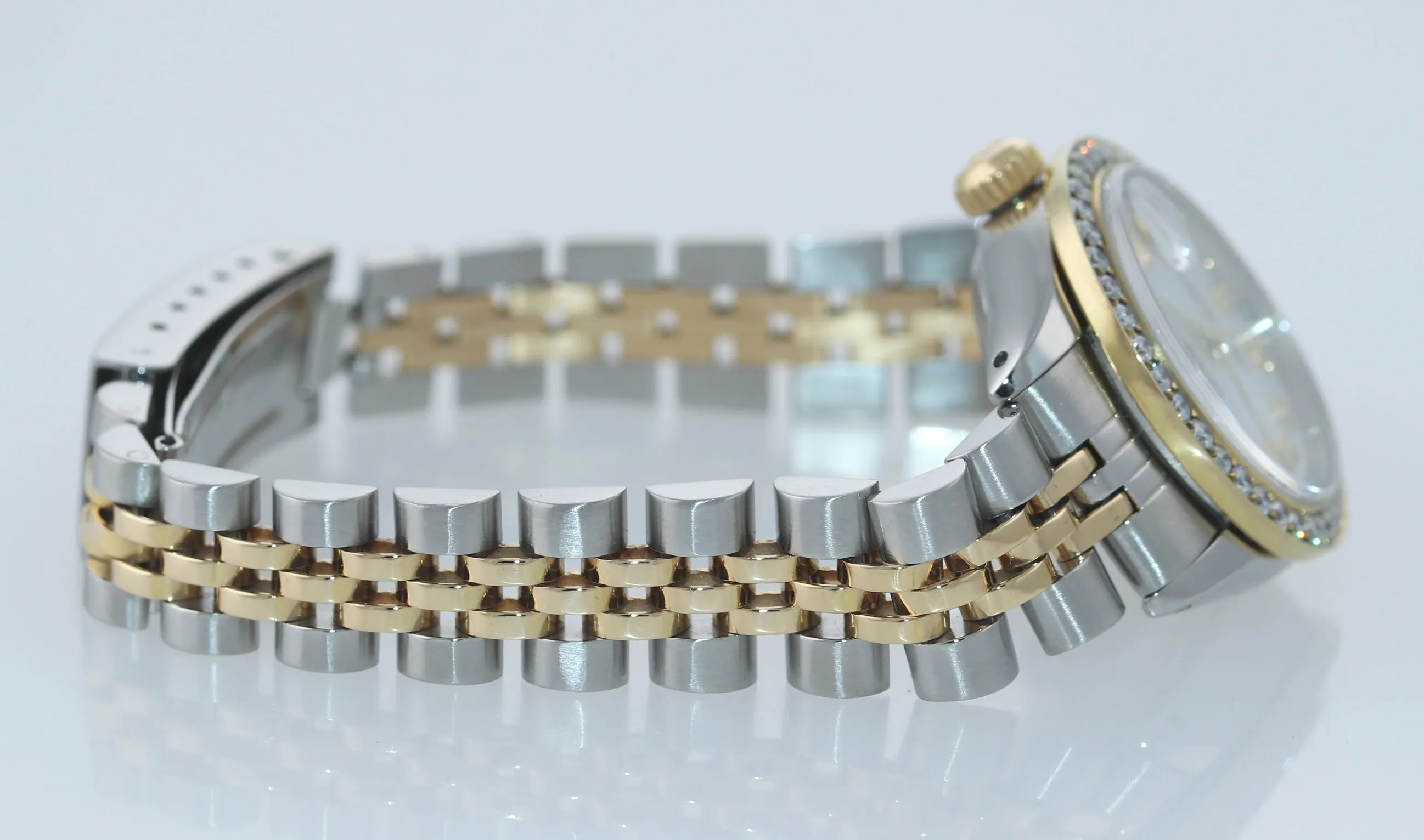 Ladies Rolex DateJust 26mm 69173 Two Tone Gold Steel Diamond MOP Dial Watch Box