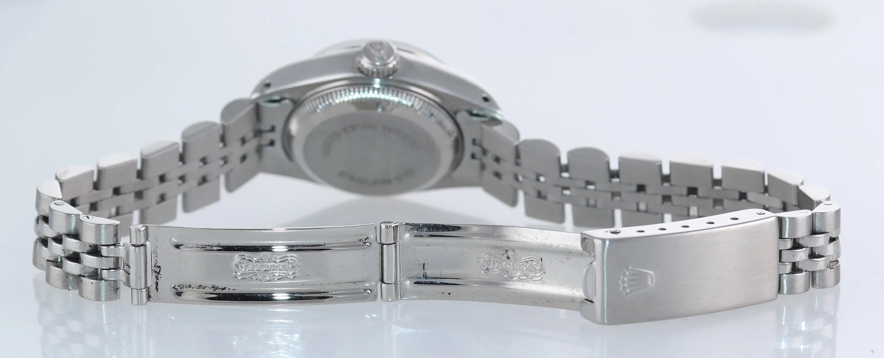 Ladies Rolex DateJust 26mm Blue Stick Fluted Bezel Steel Jubilee Watch 69174