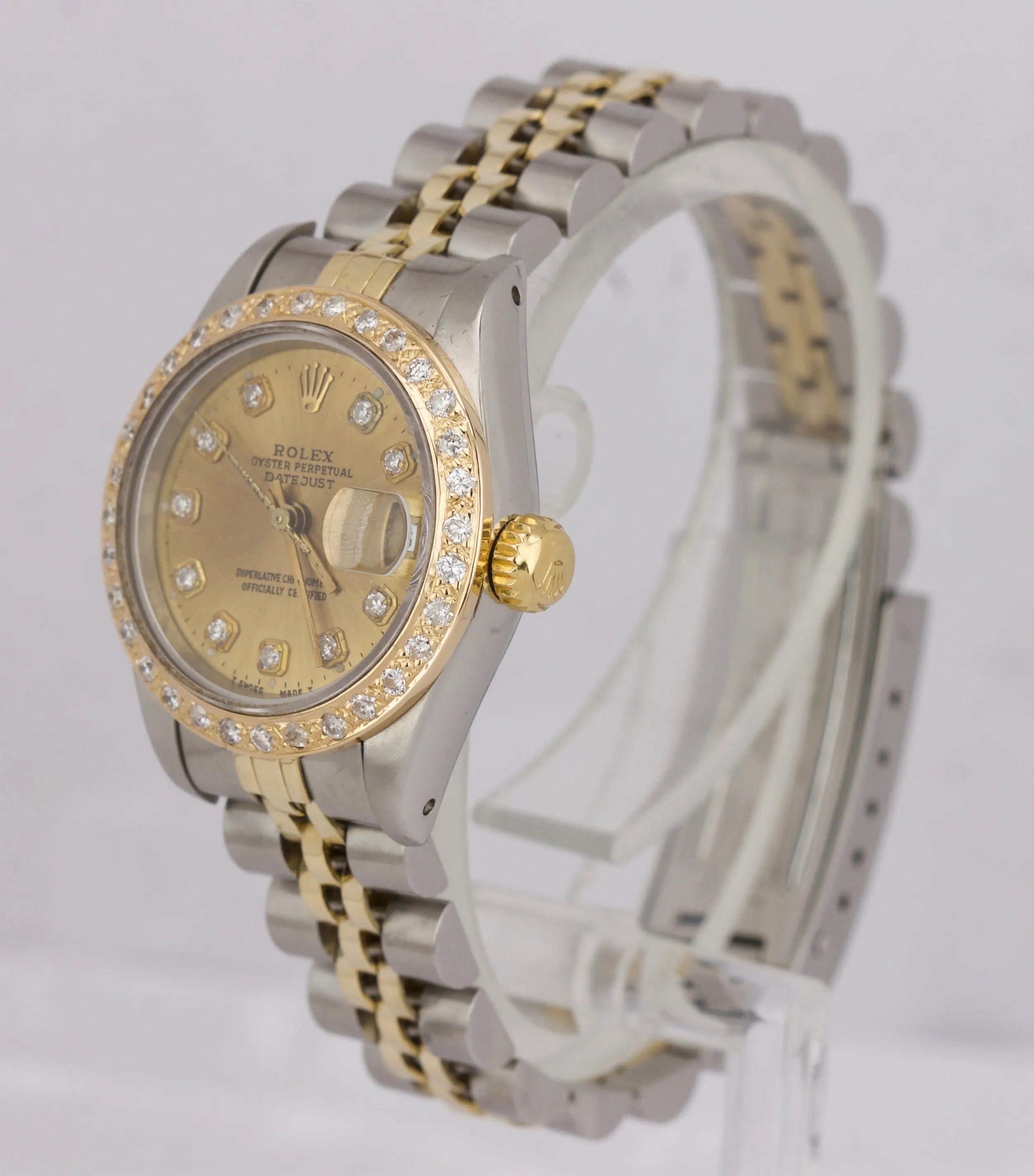 Ladies Rolex DateJust 69173 26mm Diamond Champagne Two-Tone Gold Jubilee Watch