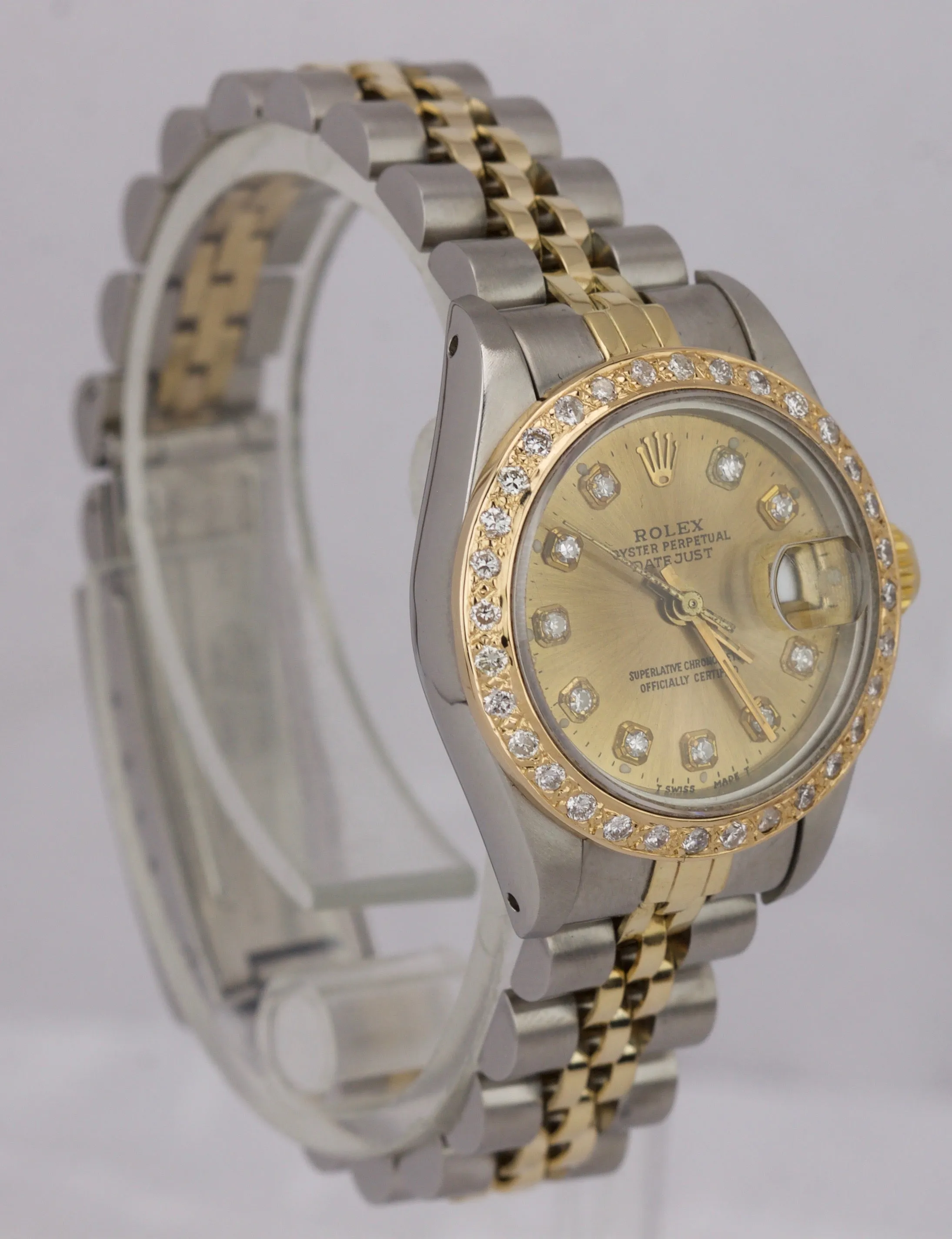 Ladies Rolex DateJust 69173 26mm Diamond Champagne Two-Tone Gold Jubilee Watch