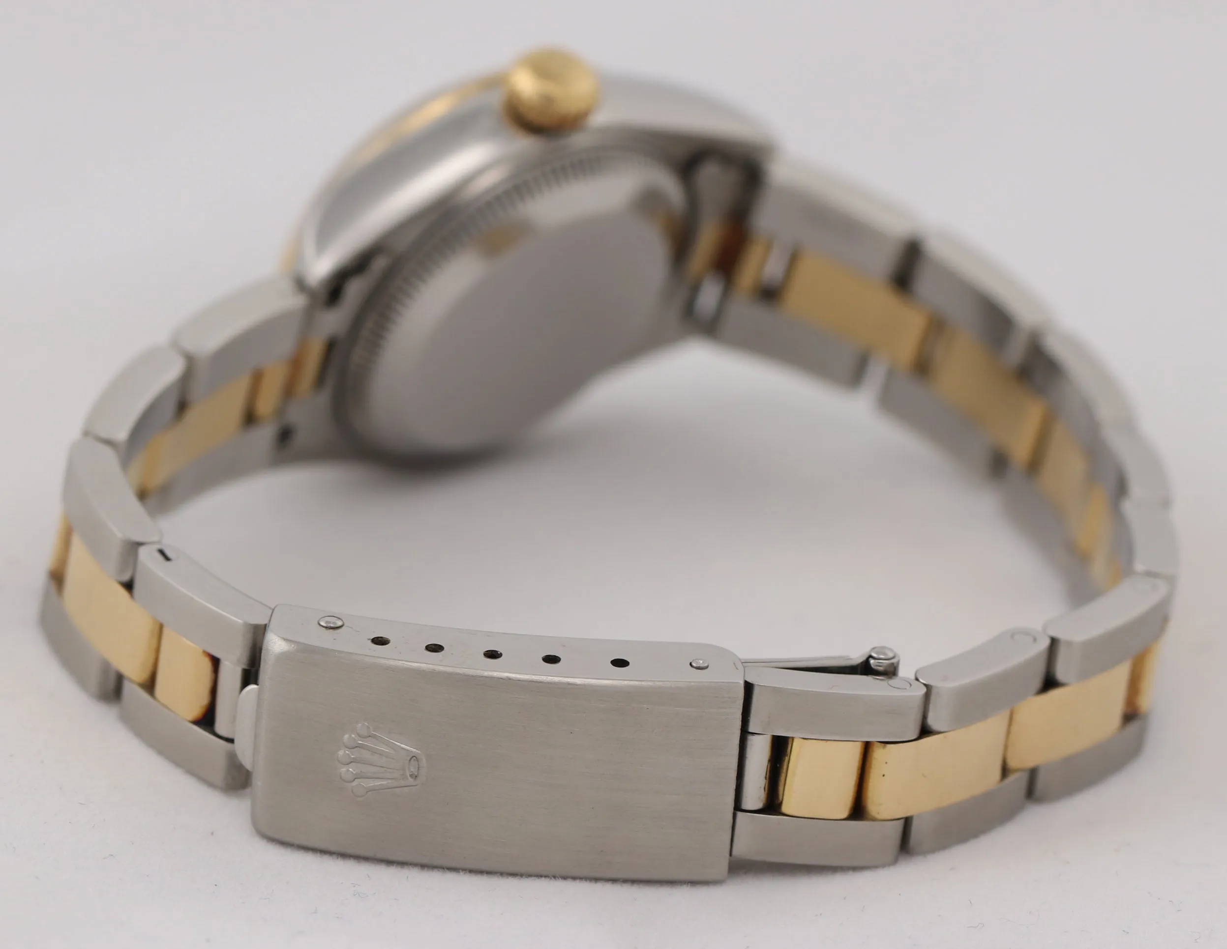 Ladies Rolex DateJust 79163 Steel 18k Gold Two Tone 26mm Tapestry Black Watch N8