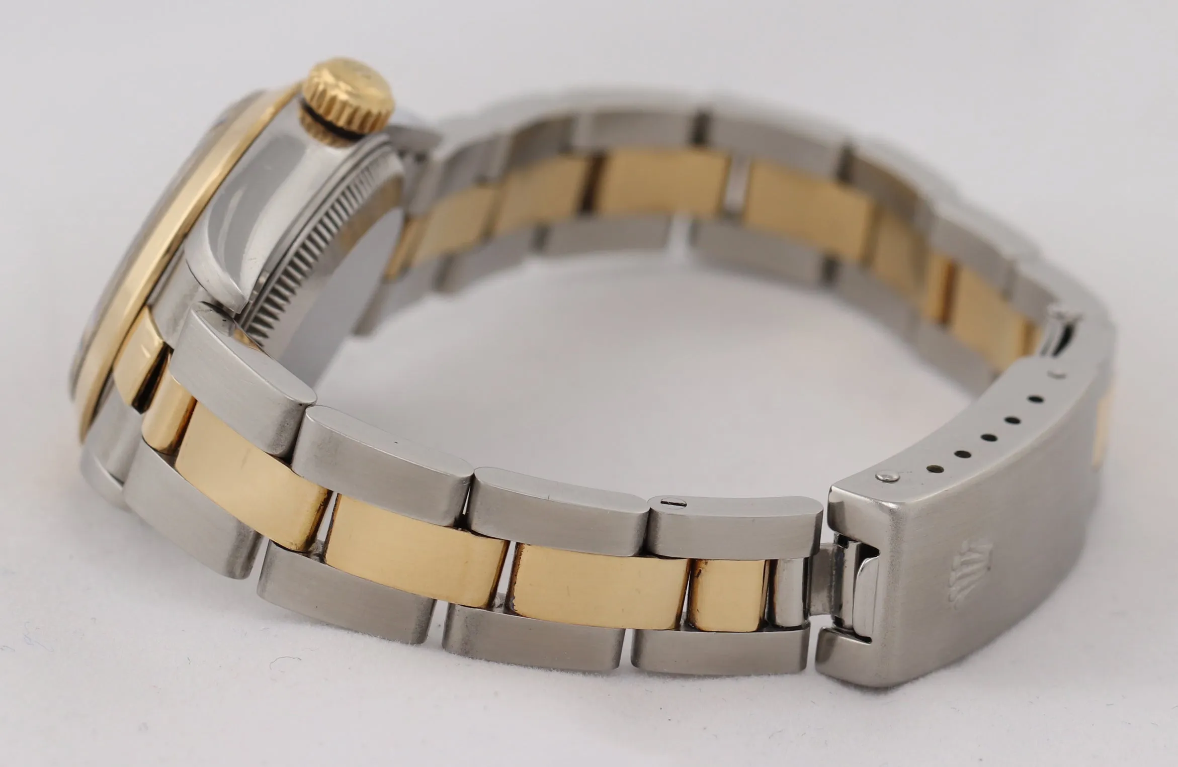 Ladies Rolex DateJust 79163 Steel 18k Gold Two Tone 26mm Tapestry Black Watch N8