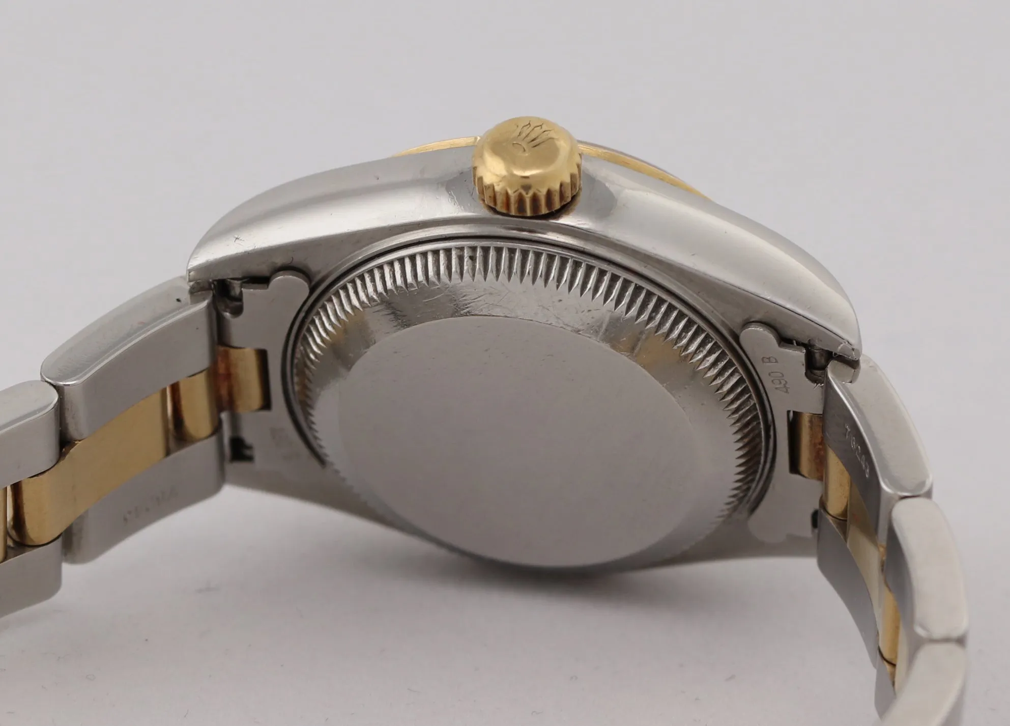 Ladies Rolex DateJust 79163 Steel 18k Gold Two Tone 26mm Tapestry Black Watch N8