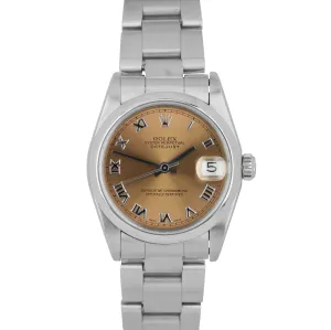 Ladies Rolex DateJust Mid-Size 31mm Salmon 68240 Stainless Oyster Watch 78240