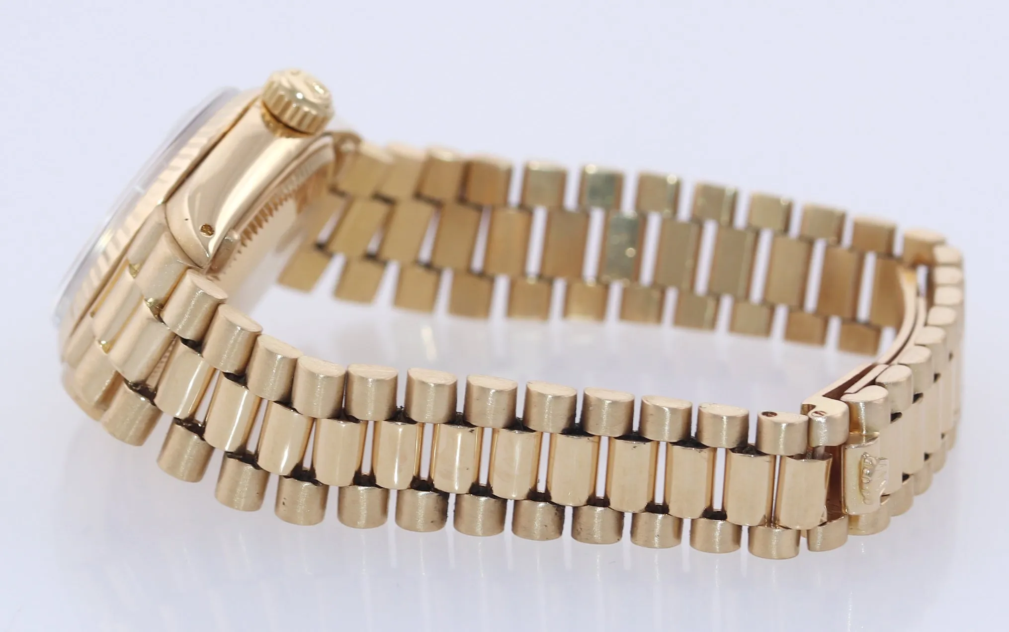 Ladies Rolex DateJust President 26mm Champagne Roman 6917 18k Yellow Watch Box
