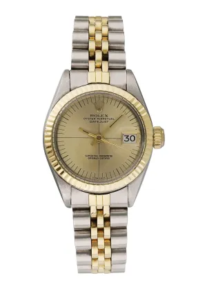Ladies Rolex Oyster Perpetual Date 6917 18k Yellow Gold