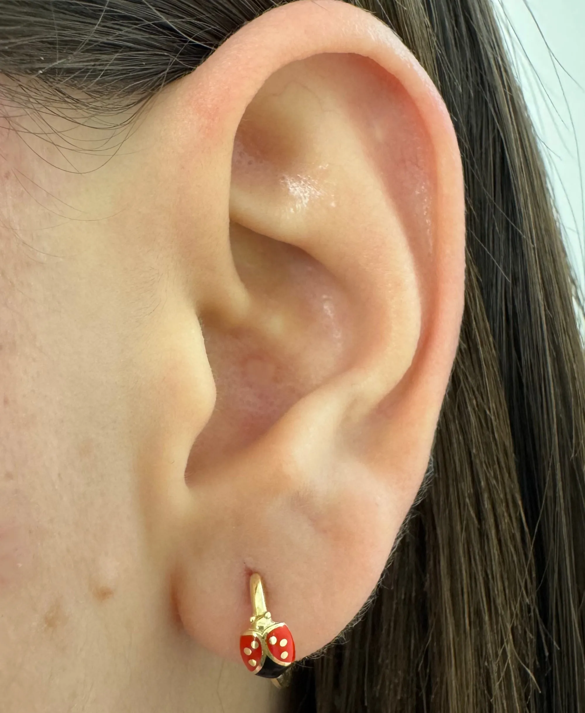 Ladybug Enamel Huggie Earrings